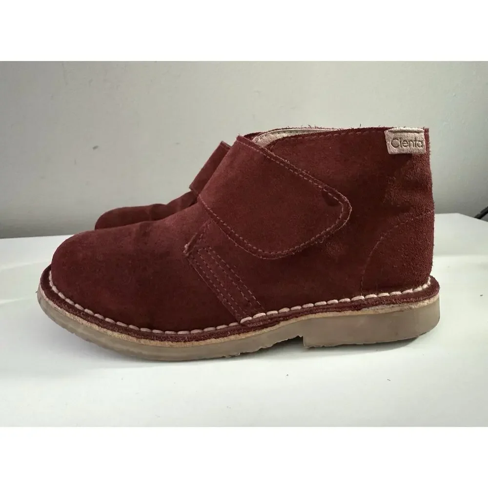 Cienta Kids Burgundy Suede Ankle Boots Size 1 US 32 EU Made in Spain